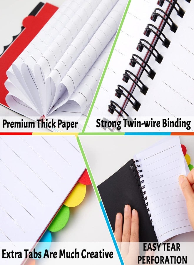 Spakon 3 Pack Mini Spiral Notebook Small Spiral Tabbed Notebook 5 Subject Divider Journal 5.5 x 3.5 Inches 140 Pages for Diary record Writing Home Office College Black PP Cover - Image 4